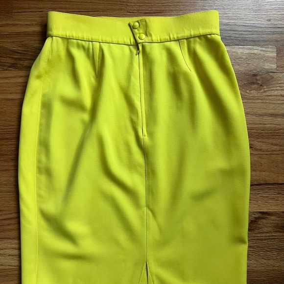 VTG. Thierry Mugler yellow wool pencil skirt The 24 collection women's S France - Picture 3 of 9